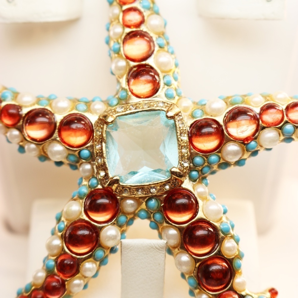 Vintage KJL Starfish Brooch & Earring Jewelry Set - Picture 7 of 12